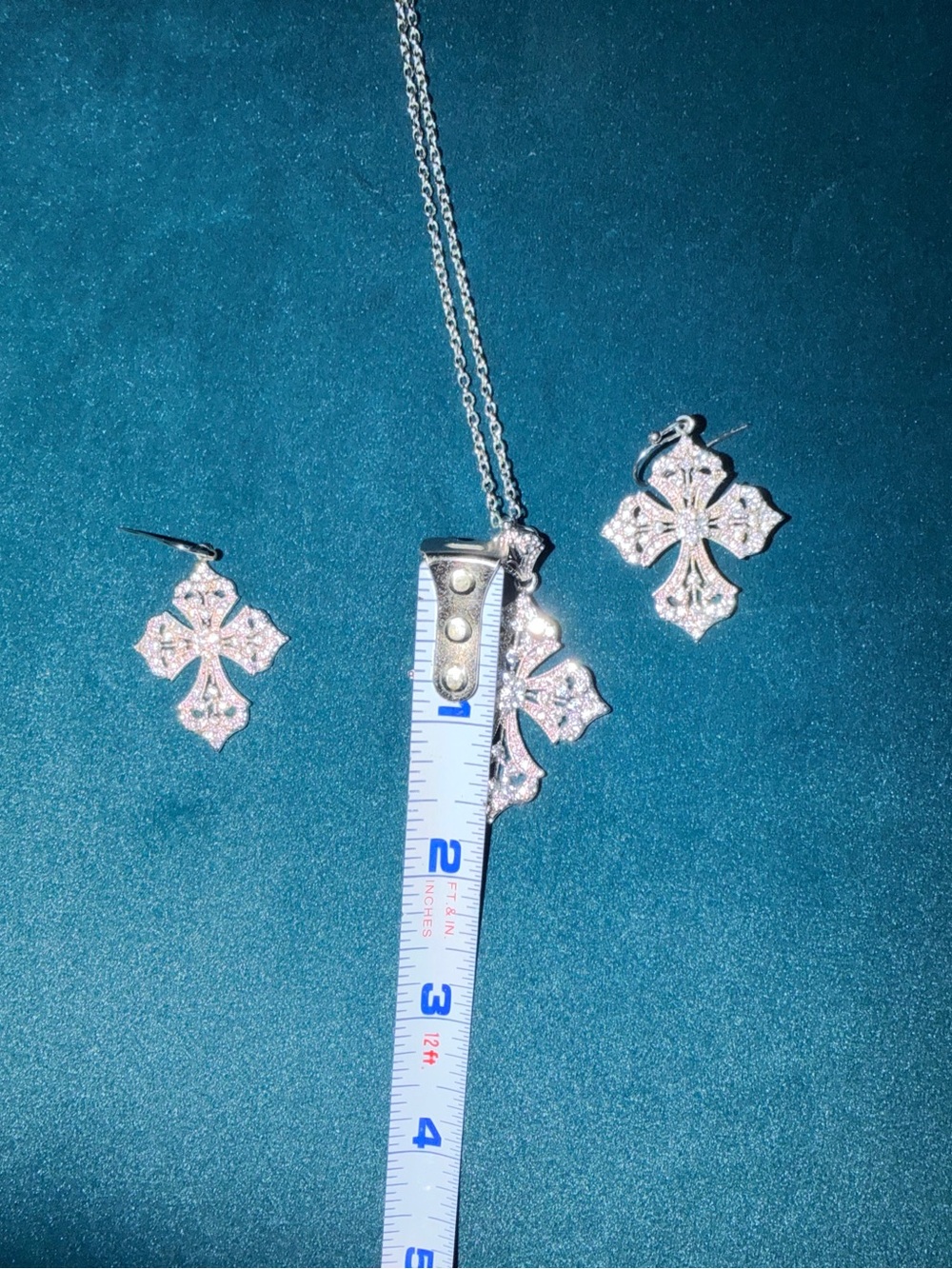 Vintage Montana Silversmiths Silver Cross Necklace and Earrings Set - Picture 4 of 6